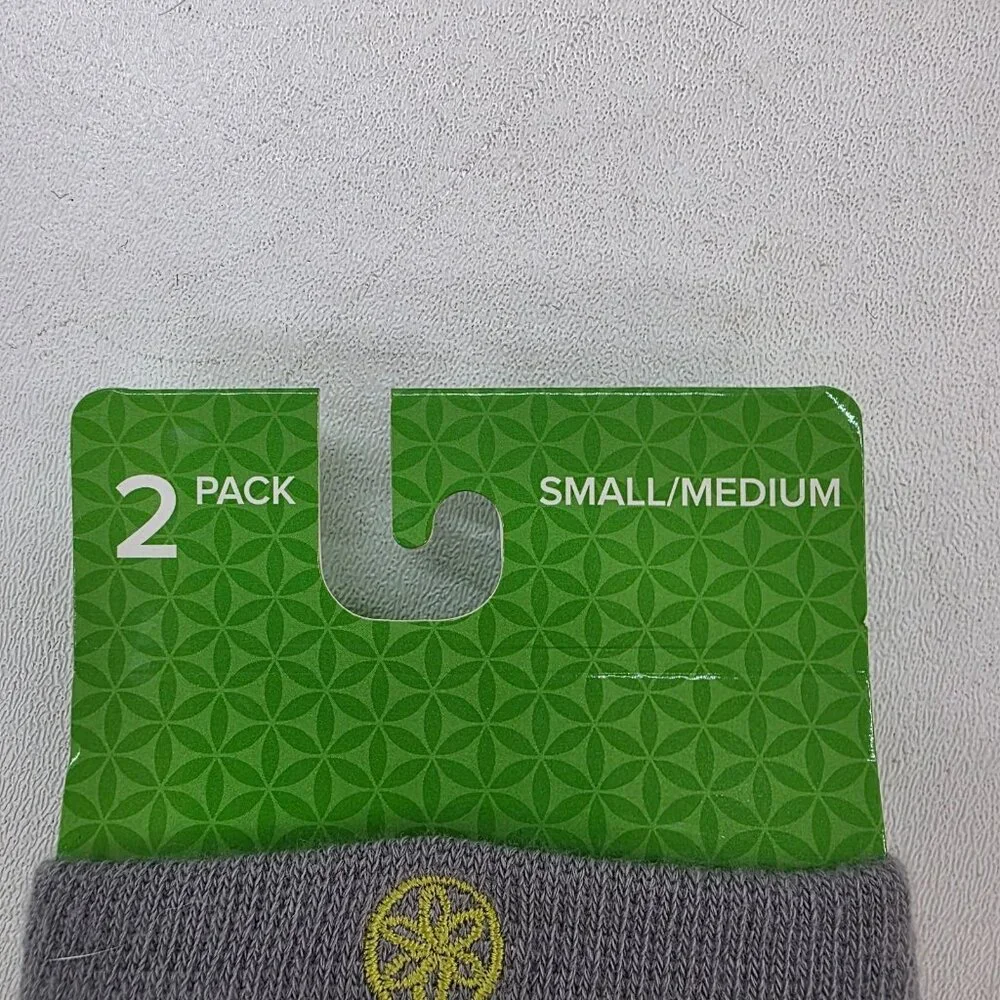Gaiam Yoga Socks 2-Pack Toeless Grip Socks S/M Gray Non‎ Slip Pilates Barre NWT
